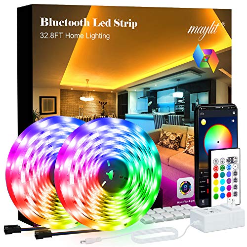 Led Strip Lights, 32.8ft Bluetooth APP Controller RGB LED Light Strip, 5050 LEDs Music Sync