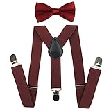 Cinny Suspender Set with Bow Tie for Kids (Wine Red)