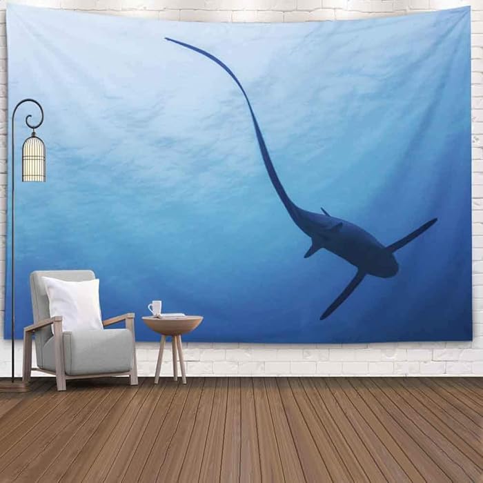 Capsceoll Halloween Christmas Thanksgiving Day Fall Wall Tapestry, 80X60 Inches Long Tail Fin of a Thresher Shark Silouettes Wall Hanging Tapestry for D&eacute;cor Dorm Tapestry Living Home