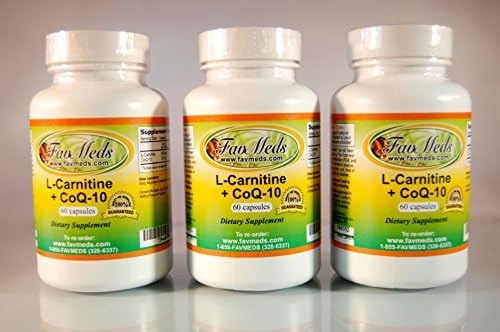 L-Carnitine 600mg + Coq-10 (3 Bottles - 180 [3x60] Capsules)