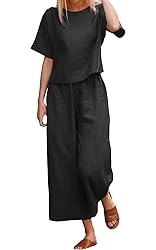 Nfsion Womens Summer 2 Piece Outfits Crewneck Half