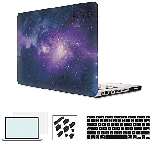 RYGOU New Macbook Pro 15 Touch Bar Case Bundle,4 in 1 Galaxy Plastic Hard Case with Keyboard Cover Screenshell for 15inch Macbook Pro with Touch Bar Model A1707 (Released in 2016 2017)