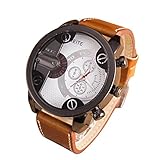 Creazy® Fashion Luxury Mens Analog Sport Steel Case Quartz Leather Wrist Watch