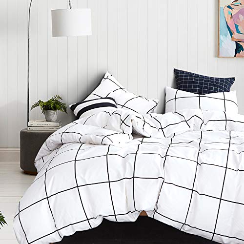 Houseri White Plaid Comforter Set Twin Black and White Comforter