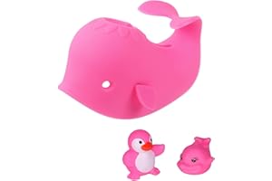 GAMEXCEL Bath Spout Cover, Faucet Cover Baby Bathroom Tub Faucet Cover Protector for Kids, Bathtub Spout Cover for Baby Kids Toddlers Protection Accessories Baby Safety Universal Bath Silicone Toys Whale Pink