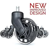 Rollerblade Office Chair Caster Wheel: Perfect Replacement for Desk Floor Chair Mat | Heavy Duty Safe Protection for All Floors Including Hardwood | Strong Nylon and Rubber Material | Gift Set