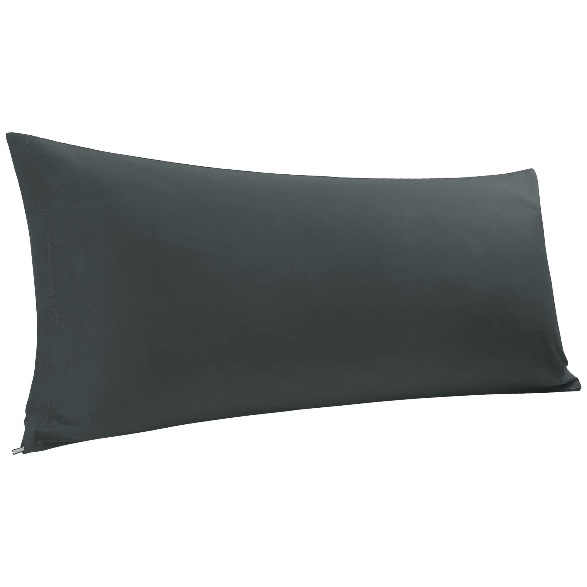 PiccoCasa Body Pillow Cover Egyptian Cotton Bolster Pillow Cases - 300 Thread Count Super Soft and Breathable Long Body Pillowcase with Zipper Closure Black 20"x54"/ 4.6ft