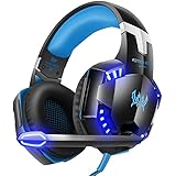 VersionTECH. G2000 Gaming Headset, Surround Stereo Gaming Headphones with Noise Cancelling Mic, LED Light &amp; Soft Memory Earmuffs, Works with Xbox One, PS4, Nintendo Switch, PC Mac Computer Games -Blue