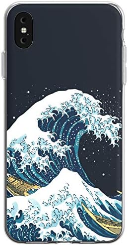 WooWie TPU Silicone Phone Case for iPhone Apple Xs Max 5s 6 SE 6s 7 Xr 8 Plus 5 X 10 Anti Fingerprint Kanagawa Woman Full Body Slim Fit Design Great Wave Girls Print Painting Artwork Lightweight Ocean