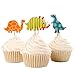 Betop House Set of 24 Pieces Cute Animals Giraffe Elephant Lion Zebra Dinosaurs Dessert Muffin Cupcake Toppers for Picnic Wedding Baby Shower Birthday Party Server
