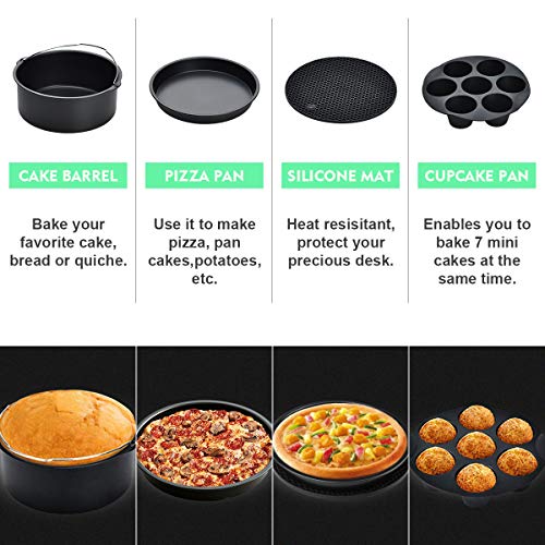 8 inch Air Fryer Accessories for Gowise USA Cozyna Airfryer XL 5.3QT - 5.8QT, Deluxe Deep Fryer Accessories Set of 8/12 (12)