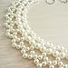 kilofly White Faux Pearl False Collar Necklace, Fifi, with Rhinestone Cat Pin