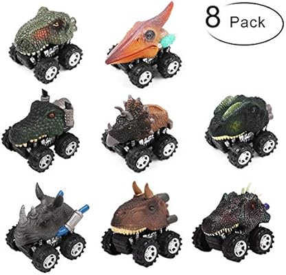 PROACC Juego de 8 Coches Dinosaurios, plástico Tire hacia Atrás de ...