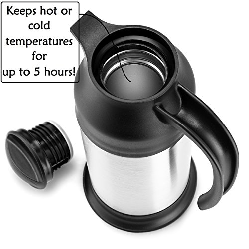 ChefGiant Coffee Carafe 24 oz, Coffee Thermos Set of 2, Coffee Server Vacuum Insulated Stainless Steel Carafe, Hot Beverage Dispenser, Water Carafe, Black & Silver Thermal Coffee Carafe,Double Wall - Thumbnail 3
