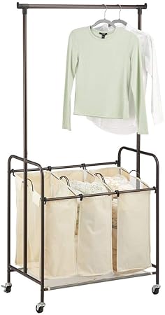 mDesign Cestos para la colada gris y blanco dormitorio y lavadero Cesto