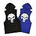 GZXISI Mens Skull Print Stringer Bodybuilding Gym Tank Tops Workout Fitness Vest (Large, 2 Pack:Black Hoodie,Blue Hoodie)