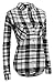 Women's Button Up Lightweight Cotton Relaxed Fit Plaid Shirt