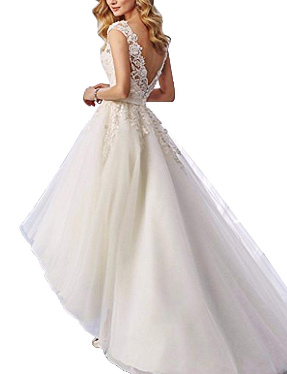 Wedding Dresses High Low Bridal Dresses Lace Wedding Gown Organza
