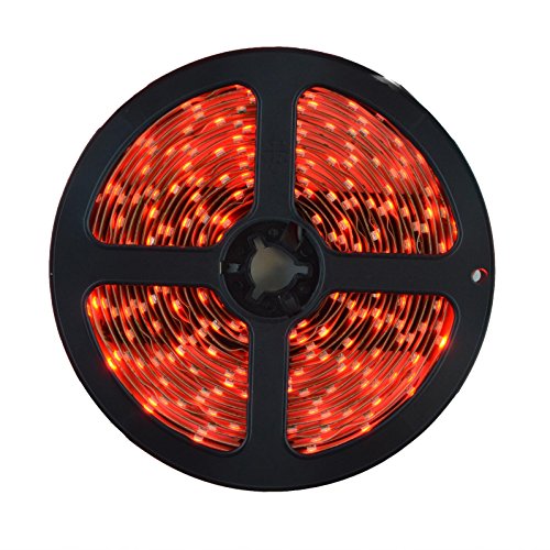 HitLights LED Light Strip - Red SMD 3528 - 300 LEDs, 16.4 Ft Roll - 12V DC - 82 Lumens / 1.5 Watts per Foot - Indoor IP-30 - Adhesive Backed for Easy Installation - LED Tape Light