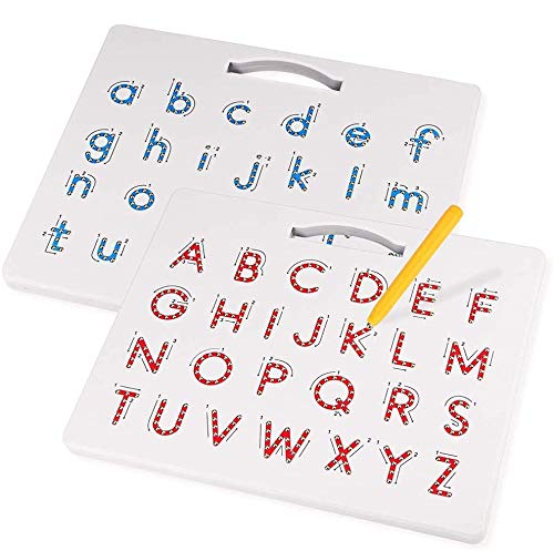 2 in 1 STEM Educational Magnetic Alphabet Letter Tracing Board - Learning ABC Letters Kids Drawing Board with Stylus Pens for Boys and Girls