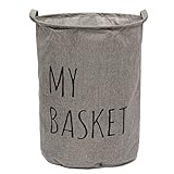 KINGSO Foldable Round Laundry Basket Hamper Storage Bag 50*42cm Gray