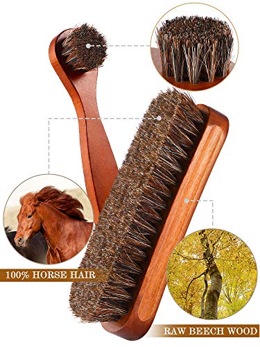 Youngjoy 3 Pieces Horsehair Shine Shoes Brush kit Polish Dauber Applicators(C) - Thumbnail 2