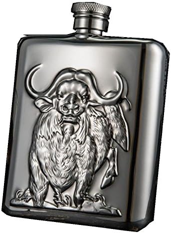 HELME 6 Oz. 304 Stainless Steel Hip Flask Classical Flagon Portable decanter (buffalo)