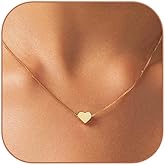 HERIER Cute Heart Necklace Dainty 18k Gold Plated Tiny Heart Pendant Choker Necklaces Small Gold Love Open Heart Chain Necklace for Women Simple Gold Necklace for Women Trendy Jewelry