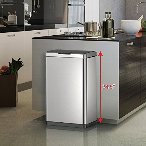 EKO 927851 Mirage Motion Sensor Touchless Stainless Steel Trash Can