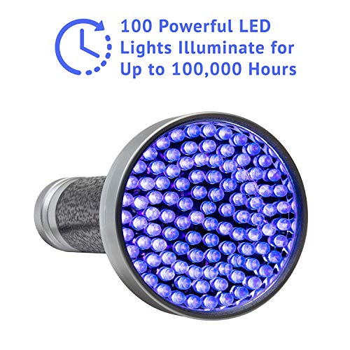 Black Light UV Flashlight 100 LED Blacklight Premium Handheld Ultraviolet Pet Dog and Cat Urine Stain Finder Detects Human Fluids, Counterfeit Money, Bed Bugs Scorpions & Leaks - Arf Pets (Certified - Thumbnail 5