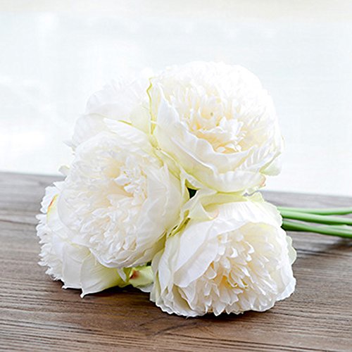 Newest trent 1Bouquet 5 Heads Artificial Peony Silk Flower Leaf Home Bridal Wedding Party Festival Bar Decor