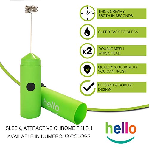 image for MatchaDNA HELLO Milk Frother - Double Whisk Head, Handheld Battery Ope