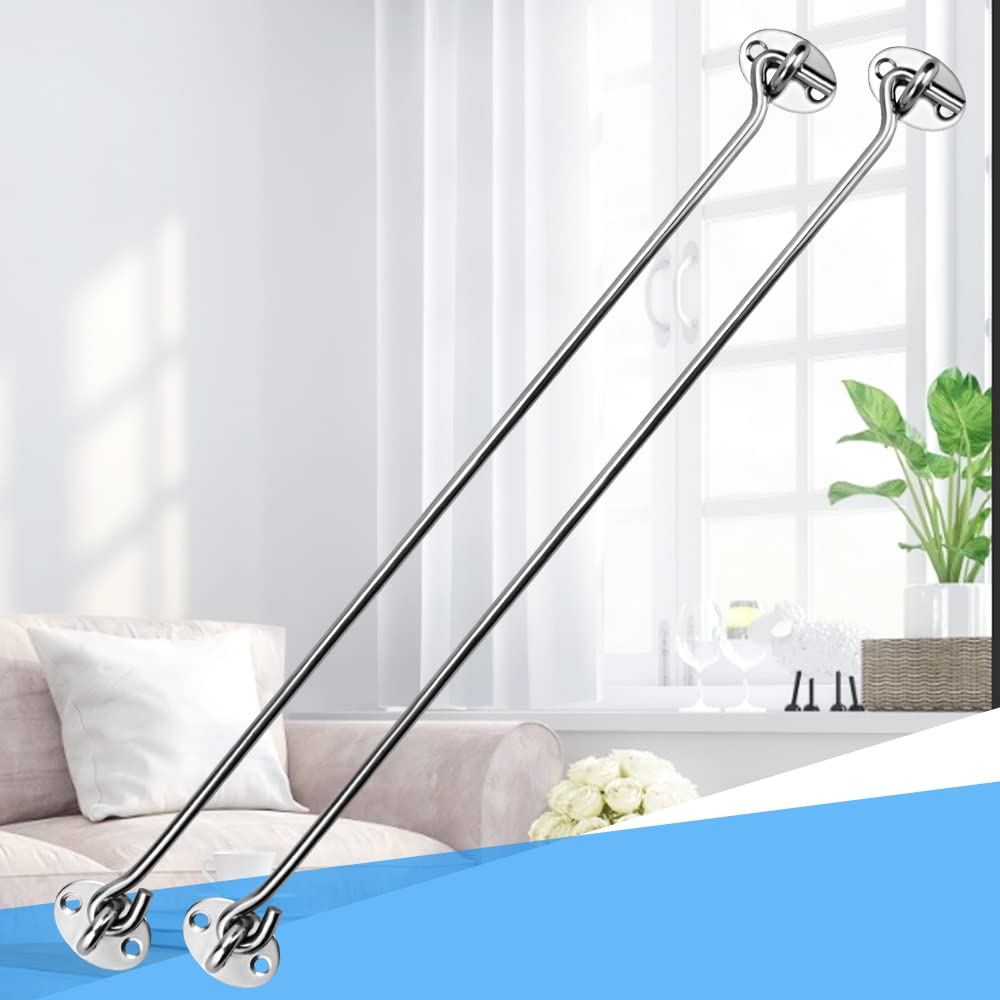 EMAGEREN 2 Pcs Cabin Hook Stainless Steel Eye Latch Gate Latch Eye Shed Gate Door Latches Barn Door Latch Stays Swivel Gate Doors Latches Hook with Mounting Screws for Shed Gate Garage Doors, 16 inch