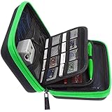 BRENDO 2DS XL Case, 3DS XL Carrying Case for New Nintendo 2DS XL and 3DS XL, 24 Game Cartridge Holders and a Large Stylus - BLACK/LIME GREEN