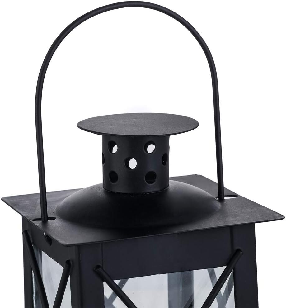 4 Pcs Vintage Black Metal Mini Decorative Candle Lanterns Tealight Candle Holder & Led Tea Light Candleholder Decoration for Birthday Parties Wedding Centerpiece Relaxing Spa Setting (Black, 4 Pcs): Home & Kitchen
