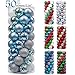 Valery Madelyn Christmas Tree Decorations Set, 50ct Light Blue Silver Shatterproof Christmas Ball Ornaments Bulk, 2.36 Inches Hanging Ornaments for Xmas Valentine St. Patrick's Day Mardi Gras Holiday