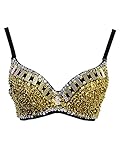 Senchanting Women's Steampunk Spike Sequin Rave Party Club Performance Sport Bra Tops