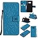 SMYTU Galaxy S8 Plus Wallet Case, Premium Emboss Sunflower Flip Wallet Shell PU Leather Magnetic Cover Skin with Wrist Strap Case for Samsung Galaxy S8 Plus 6.2“(Blue)