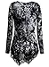 DJT Women's Long Sleeve Boat Neck Lace Hem Hankerchief Tunic Shirts Medium Tie Dye_Black