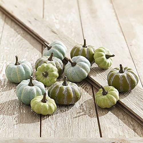 Raz Soft Blue Green Pumpkin 3.25 inch Foam Decorative Tabletop Figurine, Bag of 12
