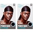 KISS COLORS & CARE Power Wave Silky Satin Durag - Black, Maximum Wave formation, Ultra-Compression, Breathable Premium Fabric, One Size Fits All, Durable & Versatile For All Hair Types (Pack of 2)