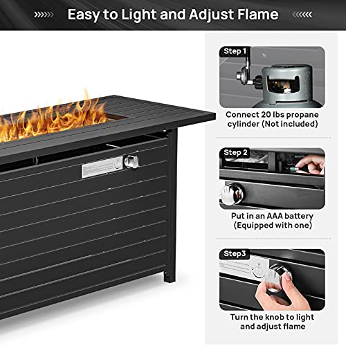 Propane Fire Pit Table, 50" 50000 BTU AutoIgnition Outdoor Fire Table