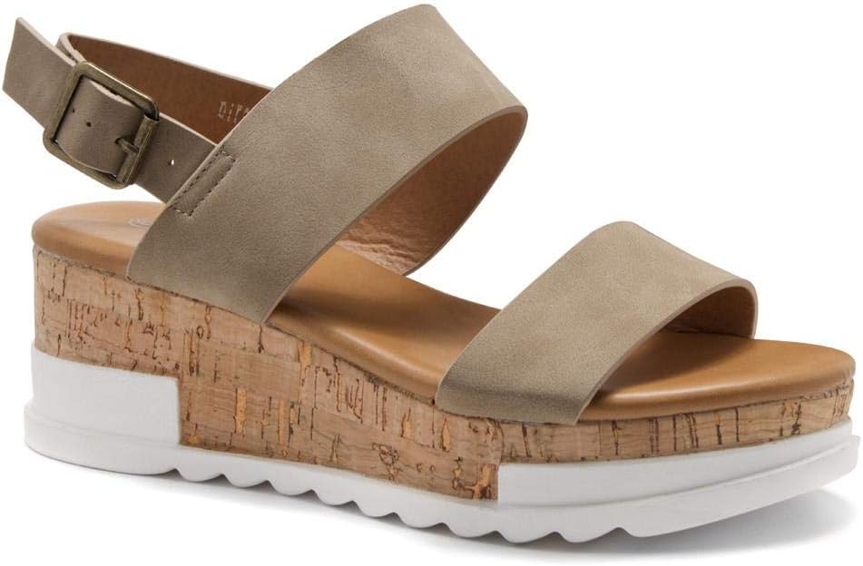 DIRASSA Women's Open Toe Ankle Strap Platform Wedge Sandals