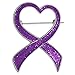 Purple Glitter Heart Awareness Ribbon Brooch