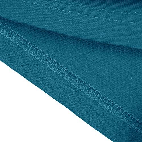 Invug Women Short Sleeve T Shirt and Shorts Pajamas Sleepwear Set Loungewear Peacock Blue L