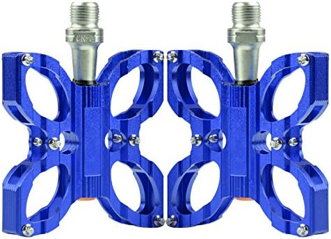 BMX Mountain Bikes Road Bicycles Butterfly Cycling Pedal Cr-Mo CNC Machined Aluminum Alloy Sealed Bearing Pedals (Blue)