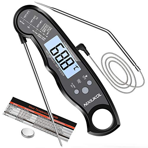 NIXIUKOL Digital Meat Thermometer Oven Safe, 2 in 1 Instant Read Food