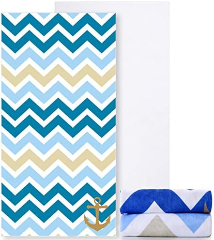 Ricdecor Beach Towels Kids Beach Towel with Anchor Oversized Beach Towels (Blue & Yellow)