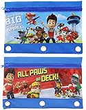 Set of 2 Paw Patrol Pencil Pouches Bags Marshall Rubble Chase Rocky Zuma Skye Everest