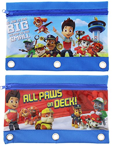 Set of 2 Paw Patrol Pencil Pouches Bags Marshall Rubble Chase Rocky Zuma Skye Everest